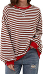 Hot sale loose casual striped sweatshirt for women