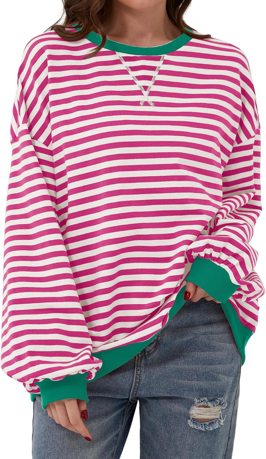 Hot sale loose casual striped sweatshirt for women