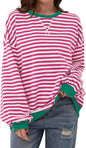 Hot sale loose casual striped sweatshirt for women