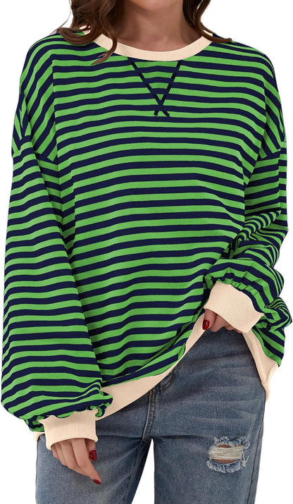 Hot sale loose casual striped sweatshirt for women
