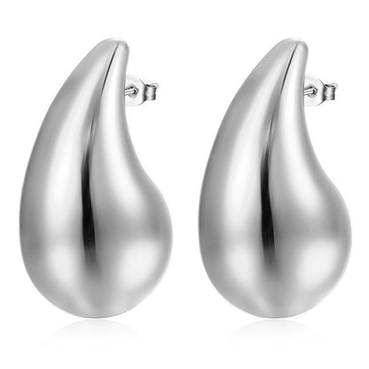 European and American fashion high-end stainless steel water drop hollow earrings versatile geometric electroplating 18k earrings Women's earrings