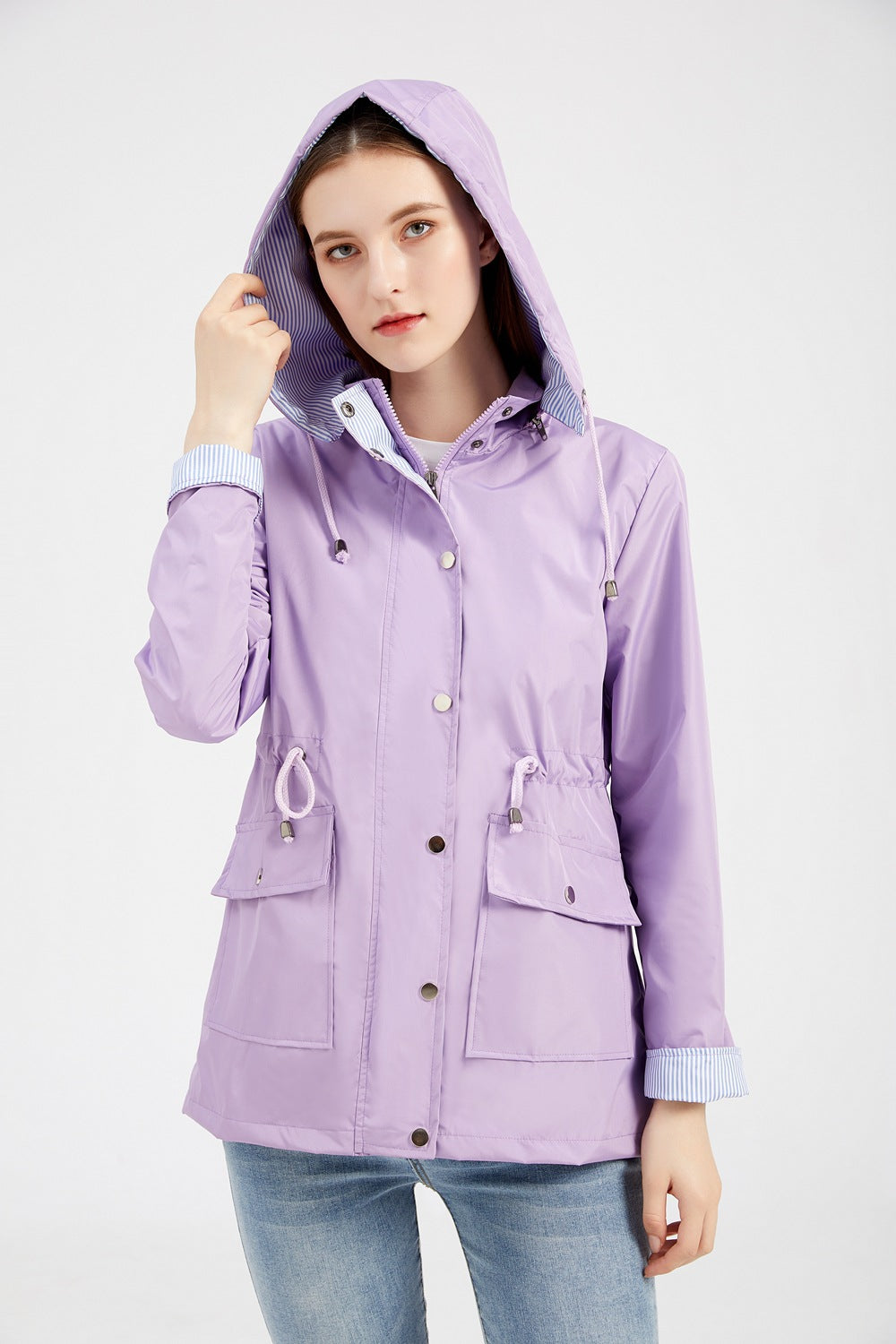 Autumn and winter detachable hood windbreaker women's cross-border women's clothing large size women's coat