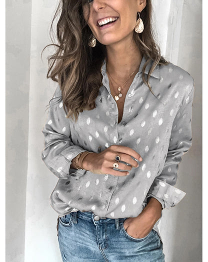 Ladies long sleeve shirt with gold stamping and personalized print