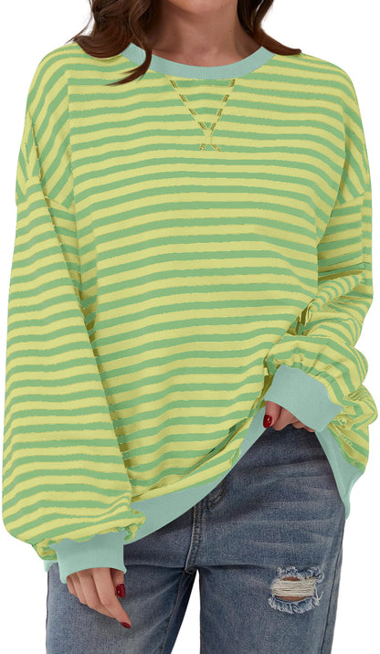 Hot sale loose casual striped sweatshirt for women