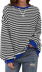 Hot sale loose casual striped sweatshirt for women