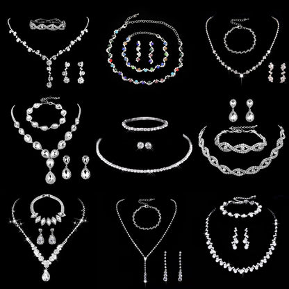 Bridal necklace earrings bracelet three piece set