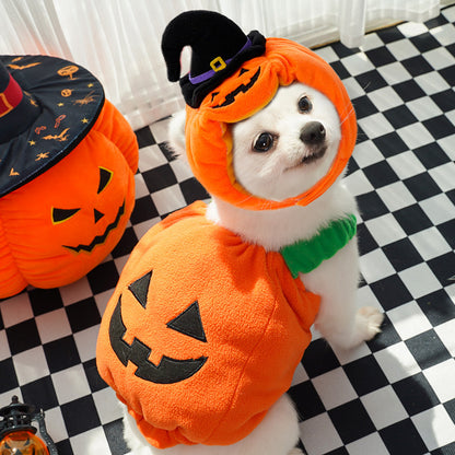 Autumn and winter dog Halloween Christmas pumpkin lantern transformation costume funny cat two-legged pet teddy dog clothes