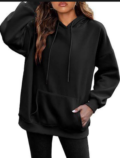 New autumn oversized drop shoulder sleeves women's hooded fleece sweatshirt
