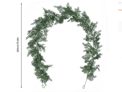 Simulation Christmas rattan feel soft glue green plant pine needles cypress leaves