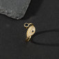 Copper zircon enamel oil drop ring for women evil eye retro pinky ring open ring