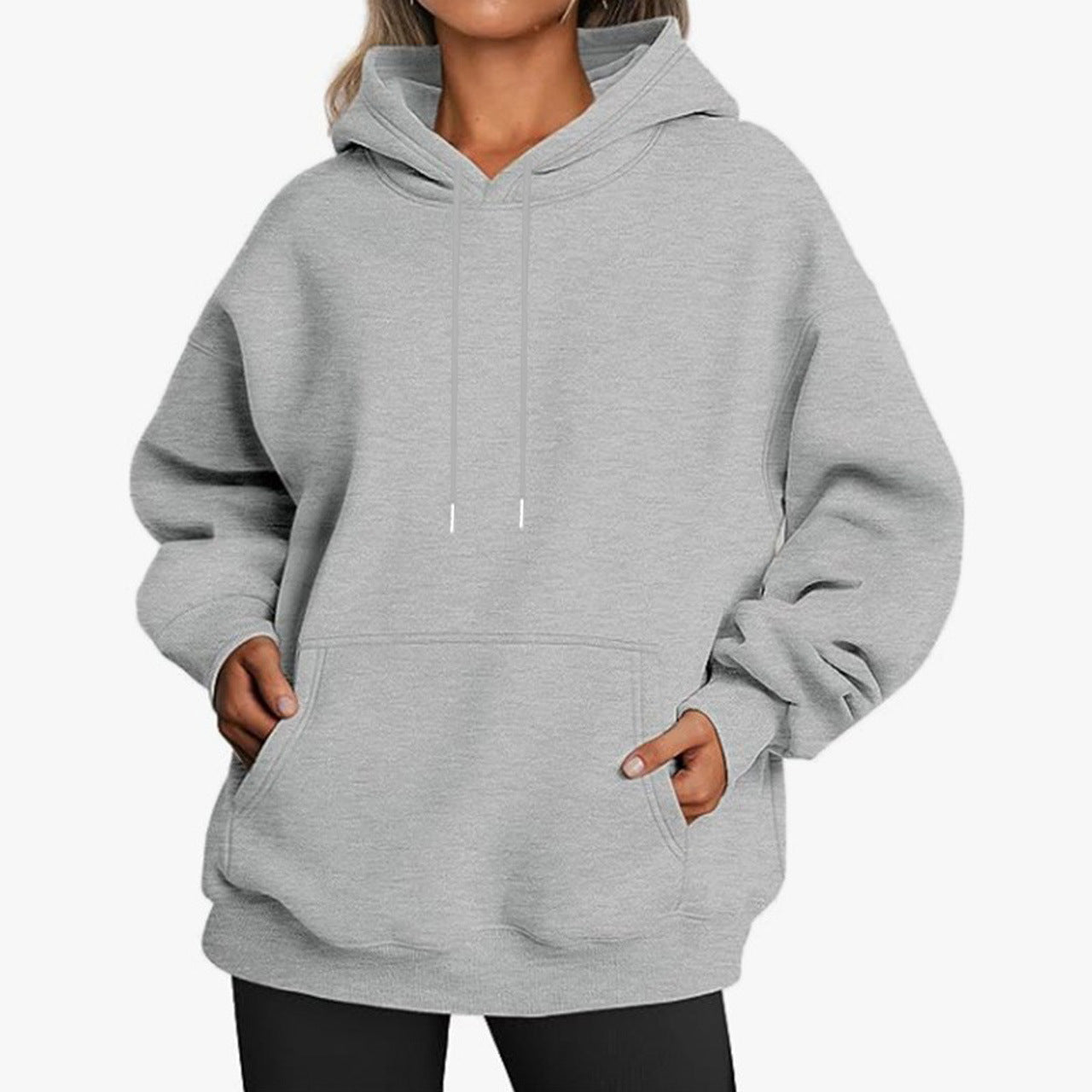 New autumn oversized drop shoulder sleeves women's hooded fleece sweatshirt