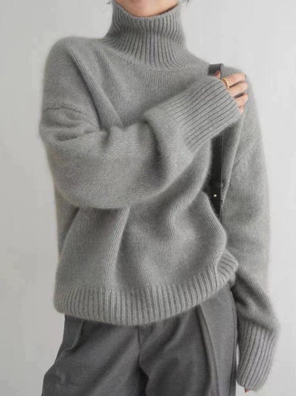 Autumn and winter thickened turtleneck women's loose versatile knitted pullover sweater lazy style bottoming shirt for women to wear outside