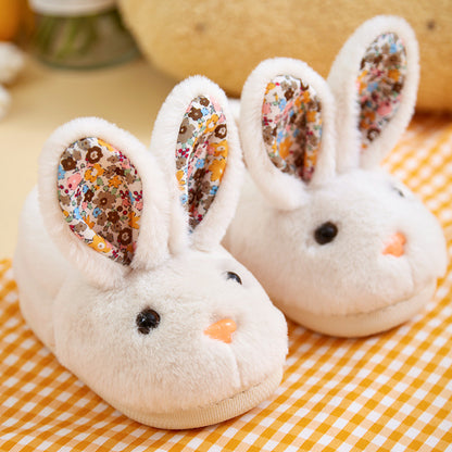 Children's cotton slippers for girls and boys in autumn and winter, baby heels, children's cotton shoes, warm home indoor fur fur slippers