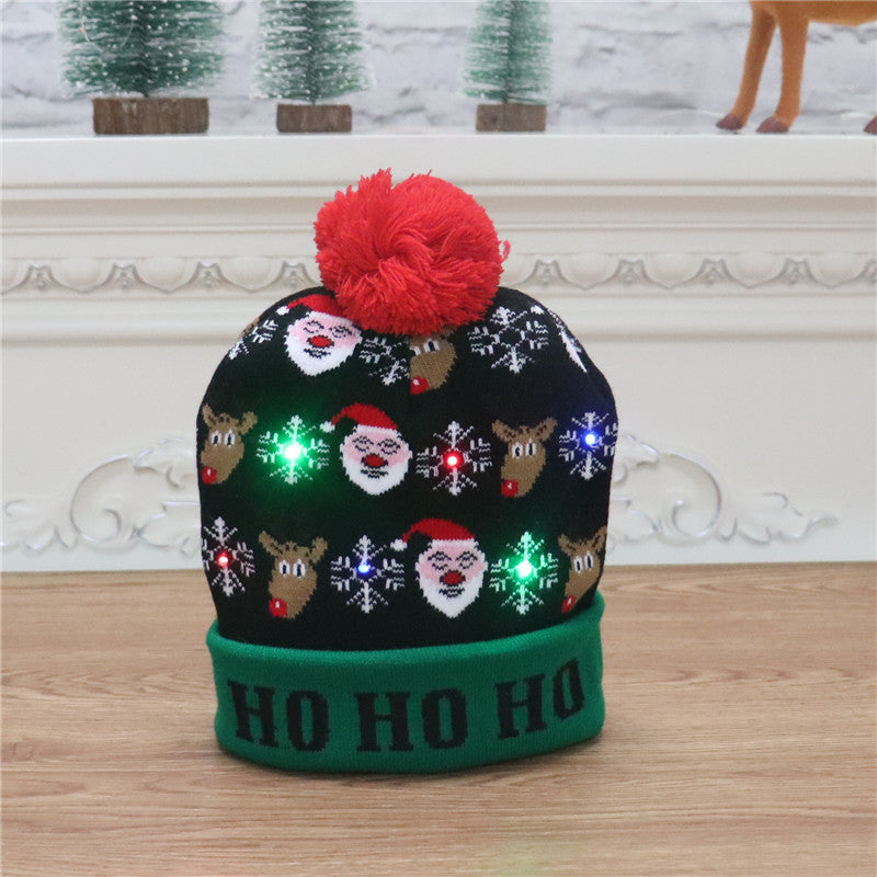 Colorful luminous knitted hat high-end elderly Christmas hat