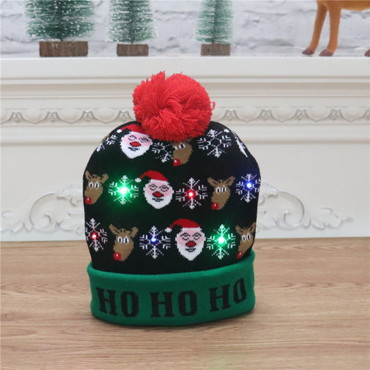 Colorful luminous knitted hat high-end elderly Christmas hat
