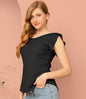 Fashionable summer women's clothing solid color round neck ruffles sweet and fresh girlish style short sleeves