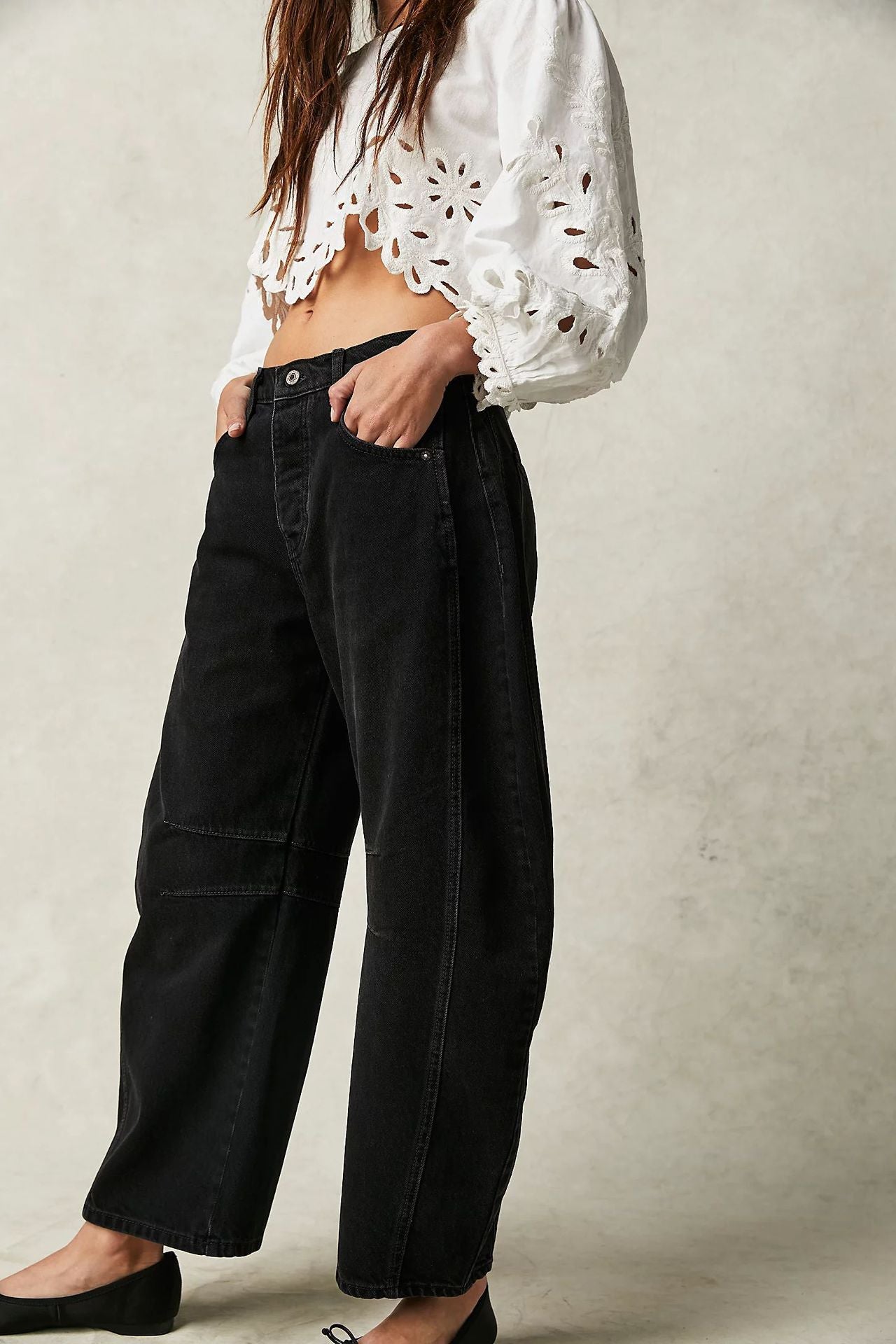 European and American spring casual loose mid-waist tubular women's jeans