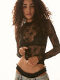 Women's see-through lace tops, mesh multi-color bottoming shirts, sexy hot girl trendy T-shirts
