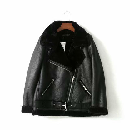 Women's Street Fashion Motorcycle Fur Jacket