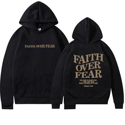2023 New Hooded Long Sleeve Faith Over Fear Printed Sweatshirt