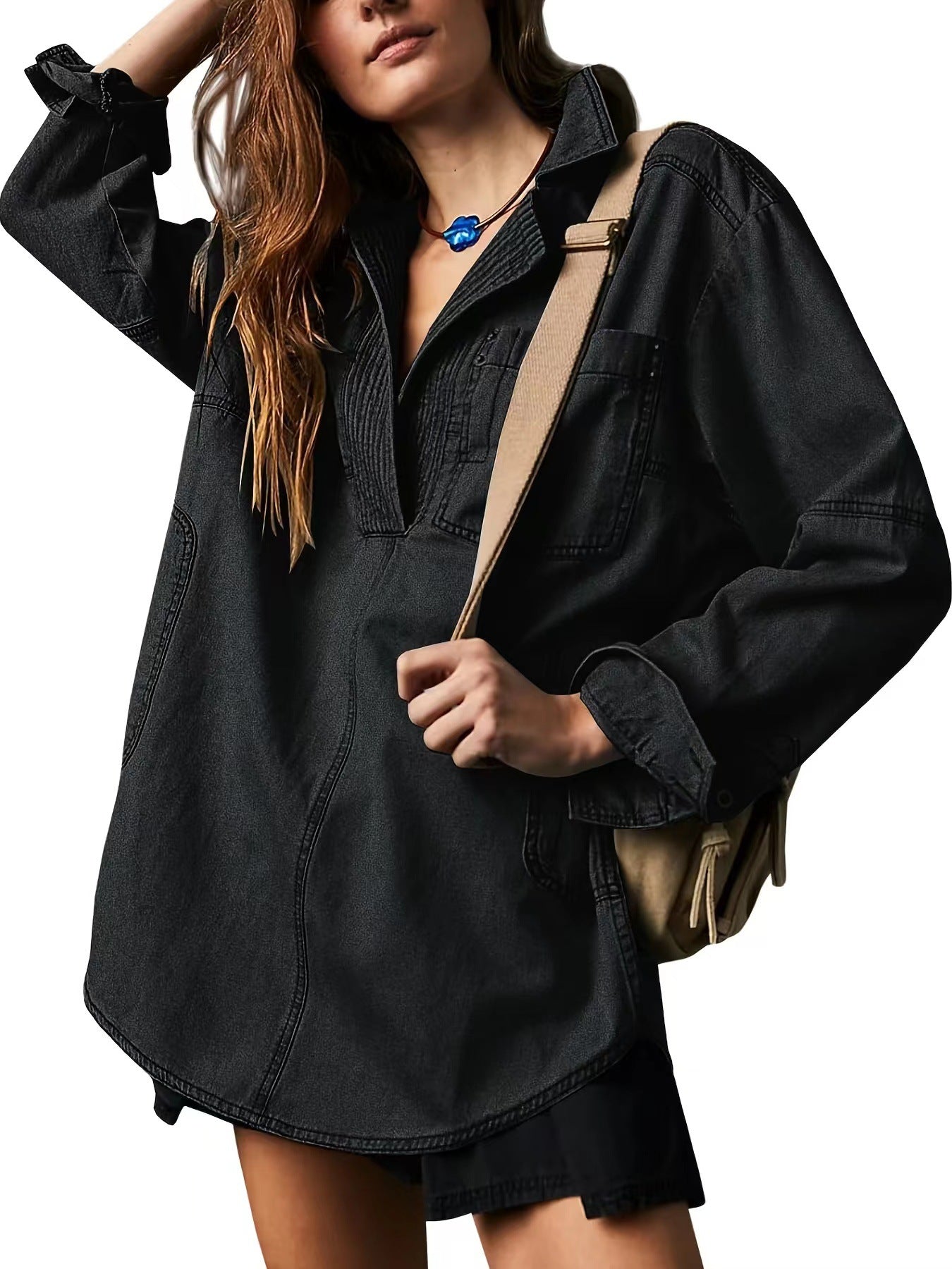 Denim Jacket New Style European and American Long Sleeve Jacket V Neck Fashion Design Casual Jacket