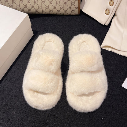 New style women's furry slippers for outdoor wear
