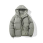 Couples hooded cotton jacket outdoor coat thick warm solid color