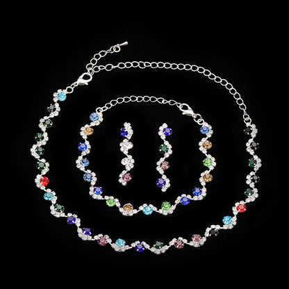 Bridal necklace earrings bracelet three piece set
