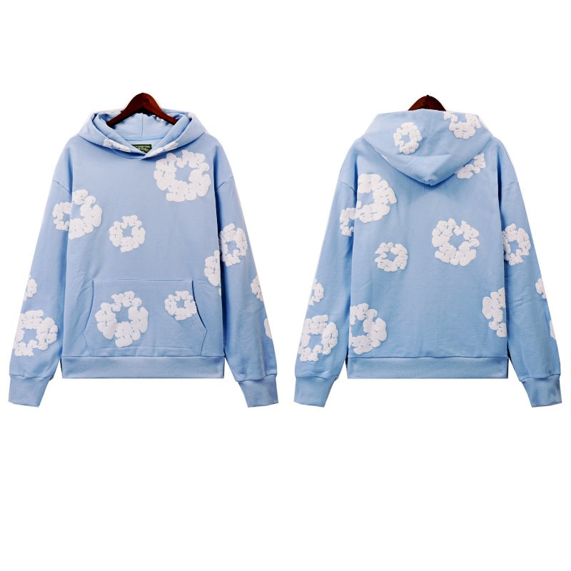 Kapok sweatshirt foam printed short-sleeved T-shirt hooded suit