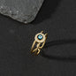 Copper zircon enamel oil drop ring for women evil eye retro pinky ring open ring