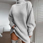 Women's sweater mid-length raglan sleeves half turtleneck women's sweater dress