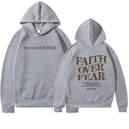 2023 New Hooded Long Sleeve Faith Over Fear Printed Sweatshirt