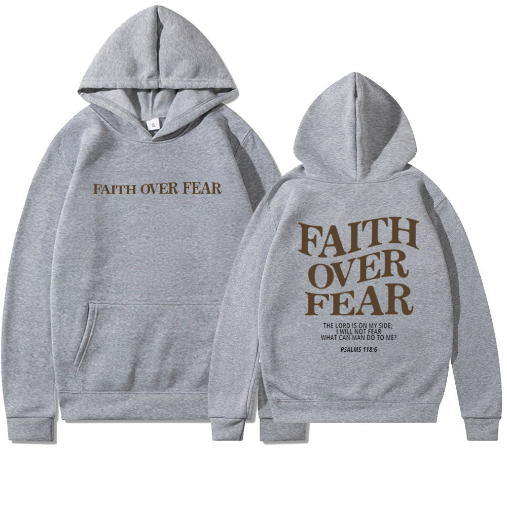 2023 New Hooded Long Sleeve Faith Over Fear Printed Sweatshirt
