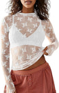 Women's see-through lace tops, mesh multi-color bottoming shirts, sexy hot girl trendy T-shirts