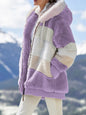 Women's autumn and winter loose plush multicolor hooded coat
