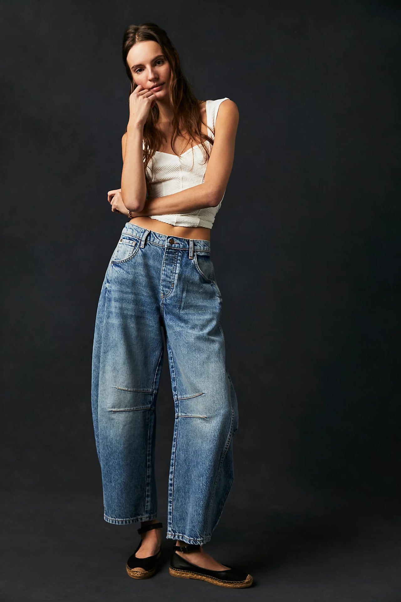 European and American spring casual loose mid-waist tubular women's jeans