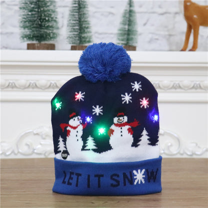 Colorful luminous knitted hat high-end elderly Christmas hat