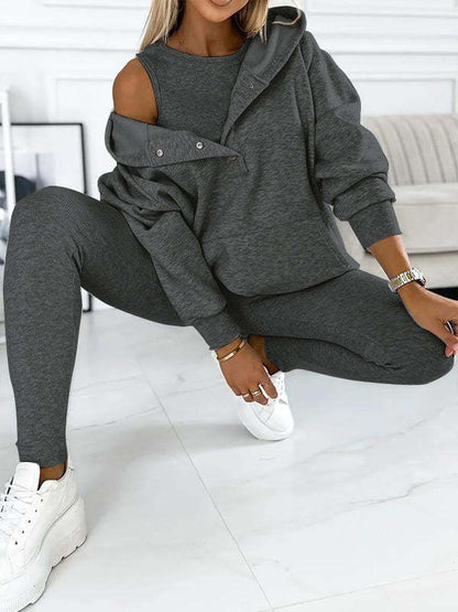 Women's sports casual hooded sweatshirt thickened thread
