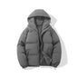 Couples hooded cotton jacket outdoor coat thick warm solid color