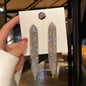 European and American popular diamond-encrusted metal long tassel earrings for women, high-end earrings with niche temperament