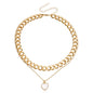 Double layer geometric round white mother-of-pearl pendant necklace for women