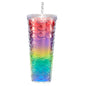 Large capacity, high appearance, colorful gradient double-layer creative internet celebrity new large fish scale cup