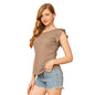 Fashionable summer women's clothing solid color round neck ruffles sweet and fresh girlish style short sleeves