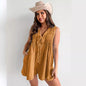 Street Fashion Sleeveless Short Sleeve Shorts Denim Bodysuit