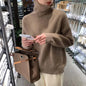 Autumn and winter thickened turtleneck women's loose versatile knitted pullover sweater lazy style bottoming shirt for women to wear outside