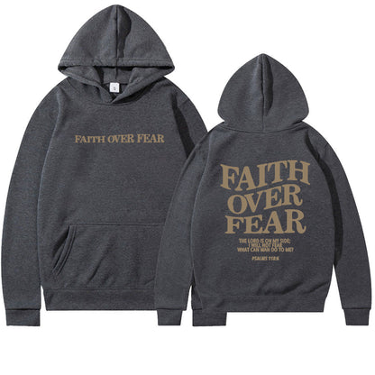 2023 New Hooded Long Sleeve Faith Over Fear Printed Sweatshirt