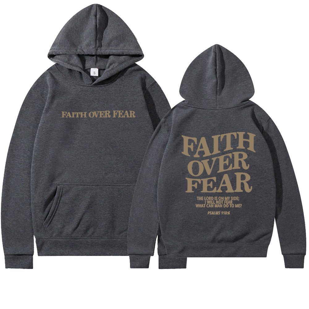 2023 New Hooded Long Sleeve Faith Over Fear Printed Sweatshirt