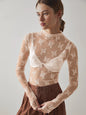 Women's see-through lace tops, mesh multi-color bottoming shirts, sexy hot girl trendy T-shirts