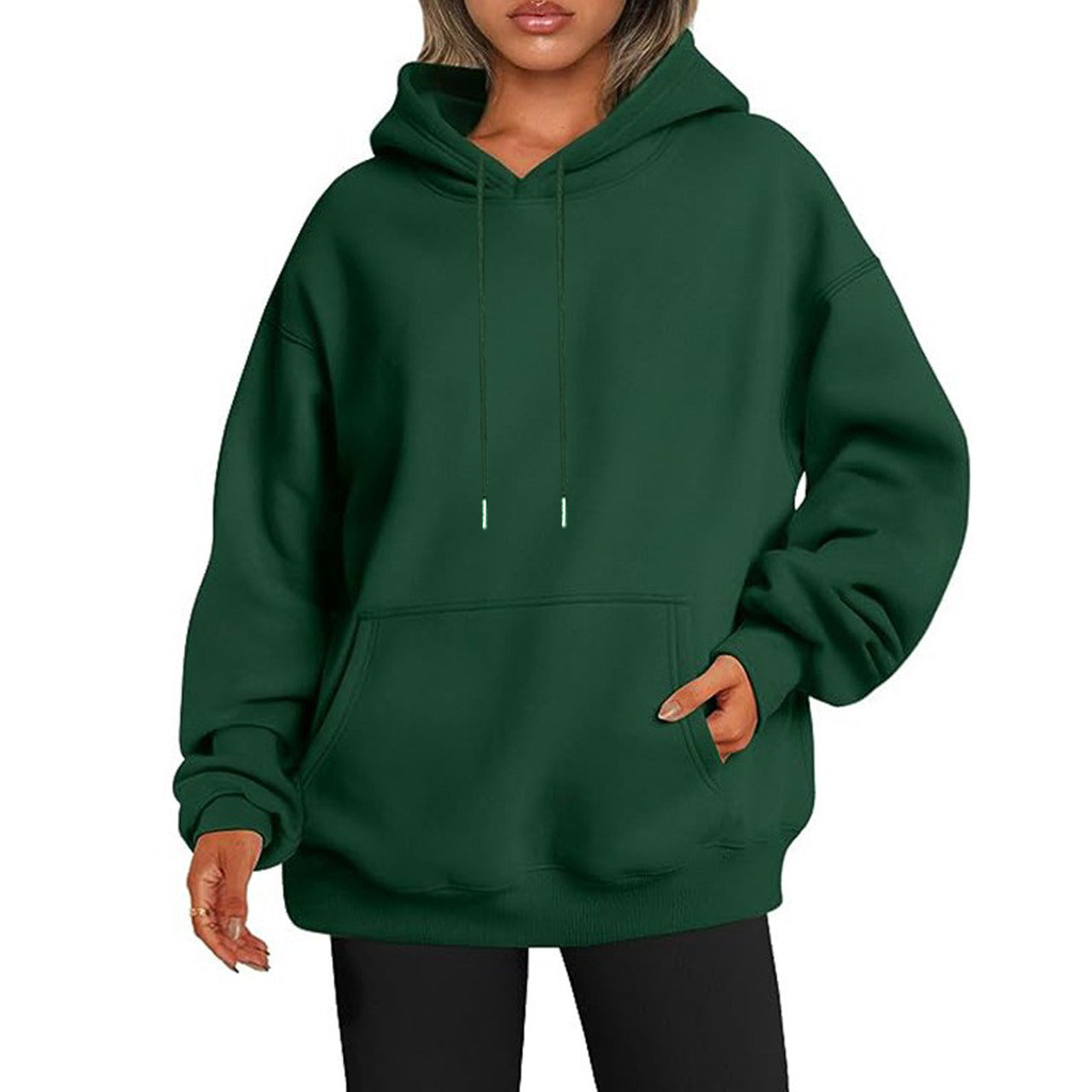 New autumn oversized drop shoulder sleeves women's hooded fleece sweatshirt