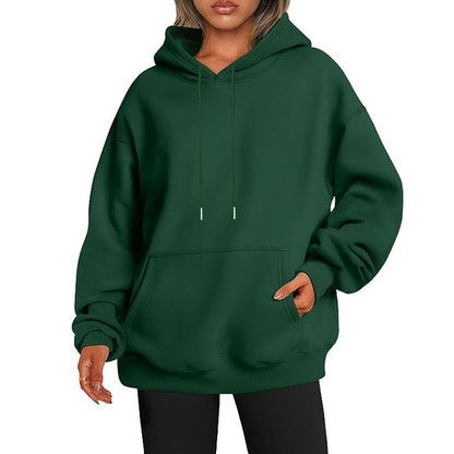 New autumn oversized drop shoulder sleeves women's hooded fleece sweatshirt